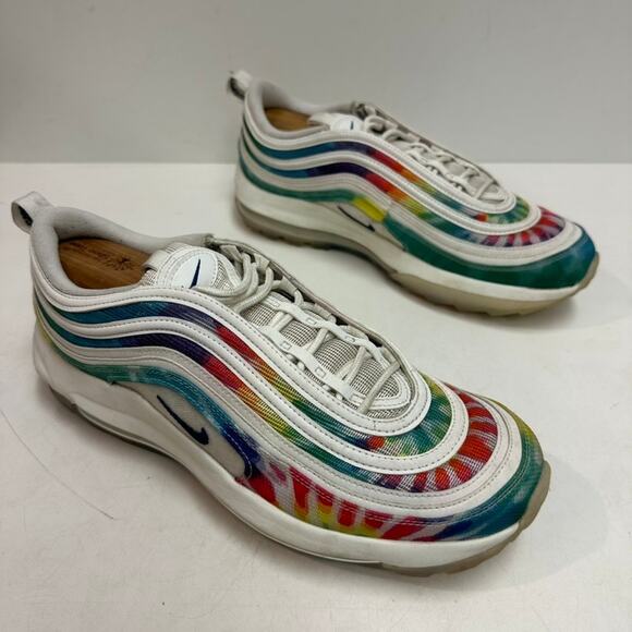 VERY GOOD Nike Air Max 97 Golf NRG ‘Tie-Dye’ Rainbow Cleats Spikes Sneakers 11 - Picture 4 of 10